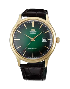 Orient Bambino Gen 2, Version 4 Green sunburst dial, gold case. Model number FAC08002F0
