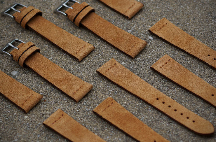 B&R Bands Vintage Style Suede Camel Watch Straps