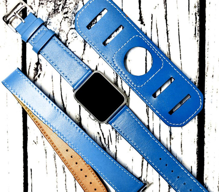 Blue Leather Apple Watch Band by RustikLeather
