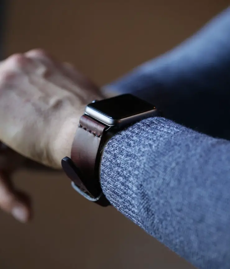 DaLuca Straps Custom Brown Chromexcel Watch Strap on an Apple Watch