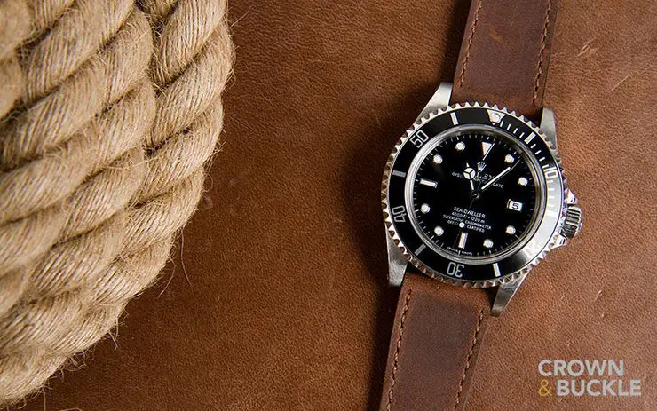 Rolex Sea Dweller on Crown & Buckle Black Label Brown Leather Strap