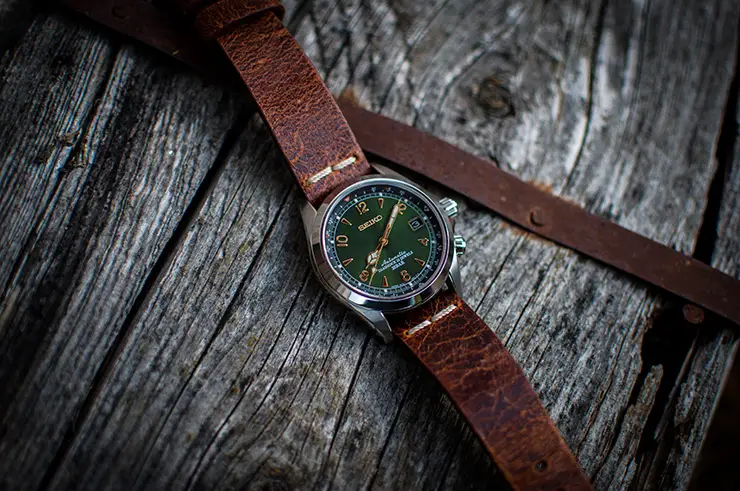 Seiko Alpinist on brown Colareb Roma strap