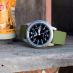 Army Green Barton Bands Quick Release Silicone Watch Strap on Seiko 5