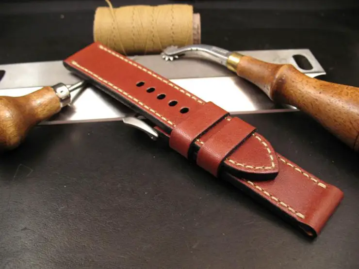 Burgundy Leather Watch Strap by the StrapSmith