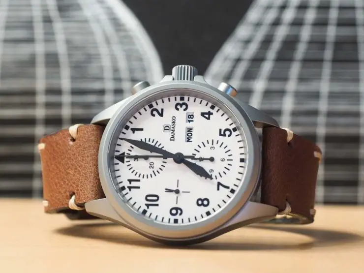 Clover Straps Custom Brown Leather Watch Strap on Damasko Watch