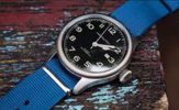 Barton Watch Bands Blue NATO Style Strap on Hamilton Khaki Pioneer