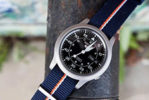 Barton Watch Bands Navy Pumpkin and Ivory NATO strap on Seiko 5