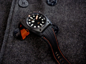 Bell & Ross BR02 Carbon Diver watch strap on SuperMatte Teju Lizard