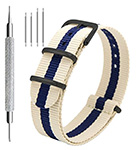 CIVO Nato watch strap 4-pack on Amazon - Blue and Beige Striped NATO