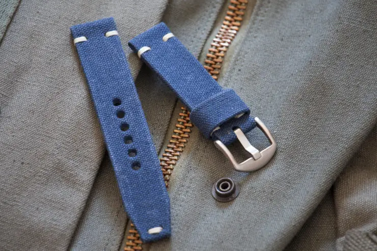Custom Blue Canvas Watch Strap by Red Rock Straps
