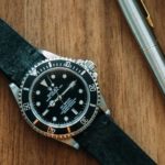 Two-Stitch Straps Coal Leather Watch Strap on Rolex