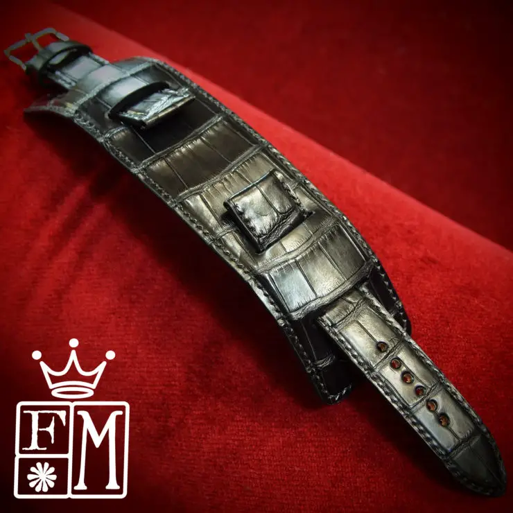 Black Freddie Matara Custom Leather Watch Strap for a Rolex Daytona