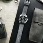 Bas & Lokes BOURNE light grey padded suede watch strap