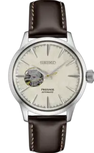 Seiko Presage Cocktail Time -Honeycomb Dial on Leather - Open Heart - SSA409 - Mens