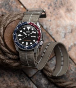 E-NATO strap from ZULUDIVER - Sold by Watch Gecko - on a modded Seiko SKX diver
