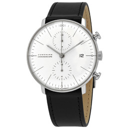 Junghans Max Bill Chronoscope White Dial Black Band