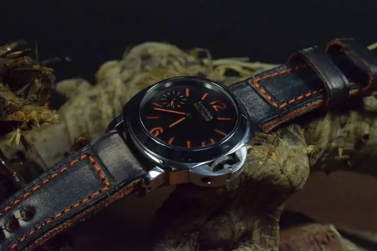 Panerai watch on a custom leather strap from Mansarea